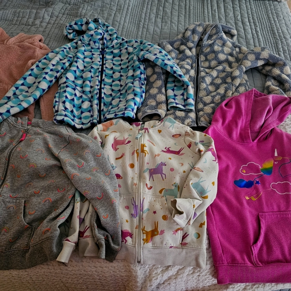Lot of 6 girl's hooded zip ups and sweatshirts